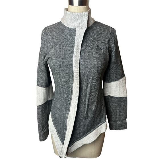 Puma Grey Asymmetrical Front Zip Up Athletic Jacket Women's Size S - Picture 1 of 7